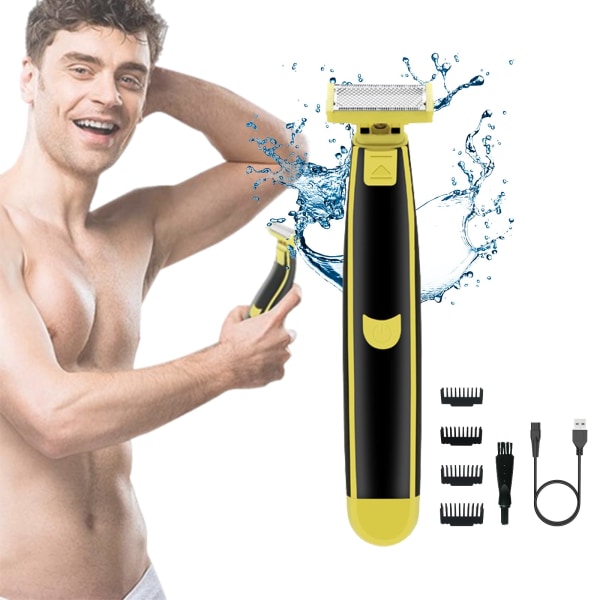 Helkroppstvättad våt- och torrrakapparat, elektrisk rakapparat för män, vattentät roterande ansiktsrakapparat, kroppsrakapparat, uppladdningsbar USB