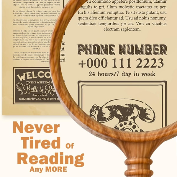 Magnifier 10X 100 mm Antique Reading Magnifying Glass Shatterproof for Reading Hobbies Book Lovers Seniors