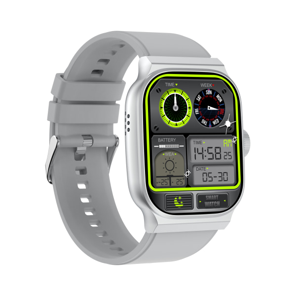 Smart watch (svara/ringa samtal), 2,02-tums fitness för män och kvinnor , lämplig för Android5.0 och IOS9.0 och uppåt smarta klockor Silver
