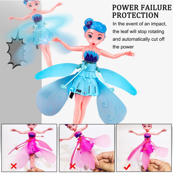 Flying Shimmering Fairies Toy, Crystal Flyers Rainbow Glitter, USB Magic Pixie Flying Fairy, Sky Dancers Flying Princess Doll Indendørs Legetøj, Flue rosa