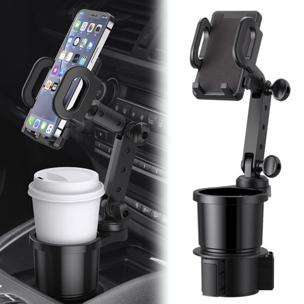 Mugghållare Telefonfäste, 2 i 1 Mugghållare Expander för bil Lång arm med 360° rotation Mugghållare Mobiltelefonhållare för bil Kompatibel med alla S