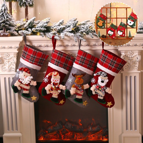 Julstrumpa Stora julklappspåsar Dekorativa strumpor stil 1