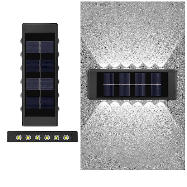 12 LED Solcellelamper for utendørs bruk, opp- og ned-belysning, veggdekorasjon, hagebelysning, vanntette hagedekorasjonslamper for balkong