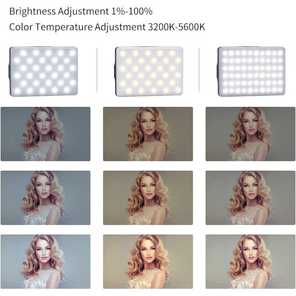 USB LED-videovalo, 3200-5600K 3 valotilaa ja kirkkaus 10-portainen himmennys CRI95+ Selfie-valo puhelinpidikkeellä, sisäänrakennetut ladattavat akut