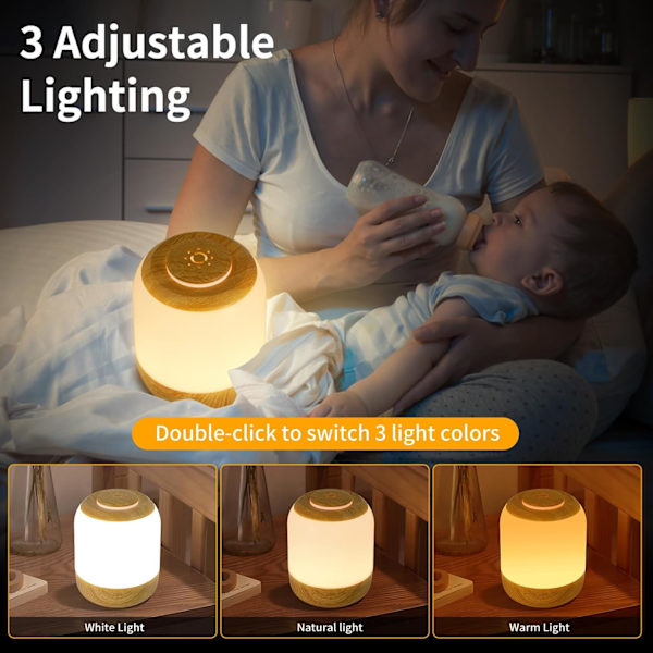Eye-Friendly Bedside Lamps, Nursery Night Light, Three Levels of Dimming, USB Rechargeable Portable Lamp for Breastfeeding/Sleep Aid