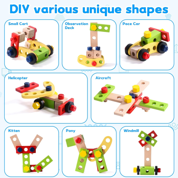 Lasten työkalulaatikko - puinen lelutyöpöytä Montessori-lelu 2 3 4 5 6 vuoden työkalu Lapset Opetuspelit Lasten 1 LÅDA