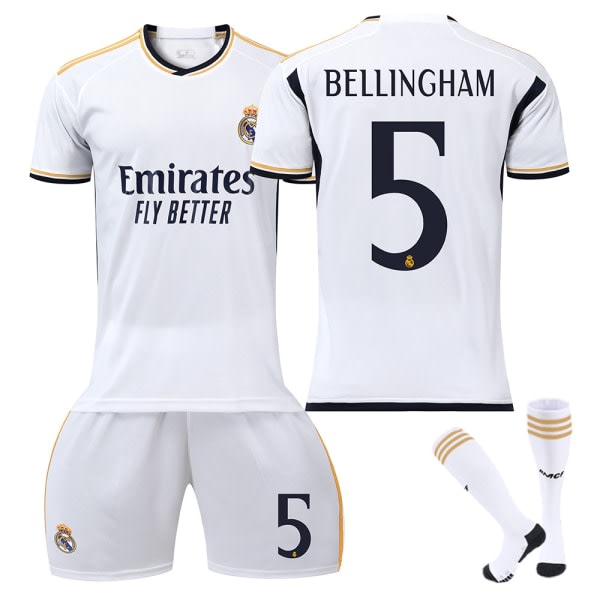 23-24 Bellingham 5 Real Madrid pelipaita Uusi kausi Uusimmat jalkapallopaidat aikuisille lapsille Aikuisten XL（180-190 Vuxen XL（180-190 cm）