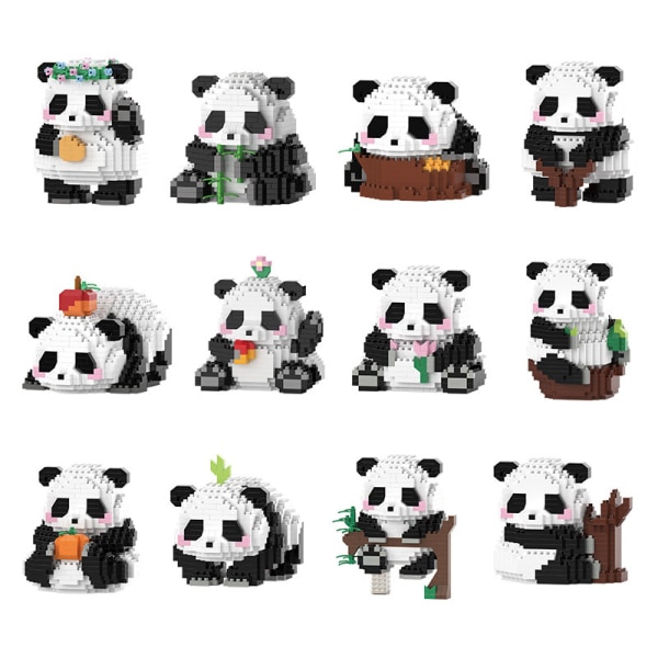 Julklapp Panda byggstenar Mini panda byggklossar Djur byggstenar Söta panda tegelstenar - Byggleksak för barn från 9 år och uppåt Blommor är i full blom 504PCS