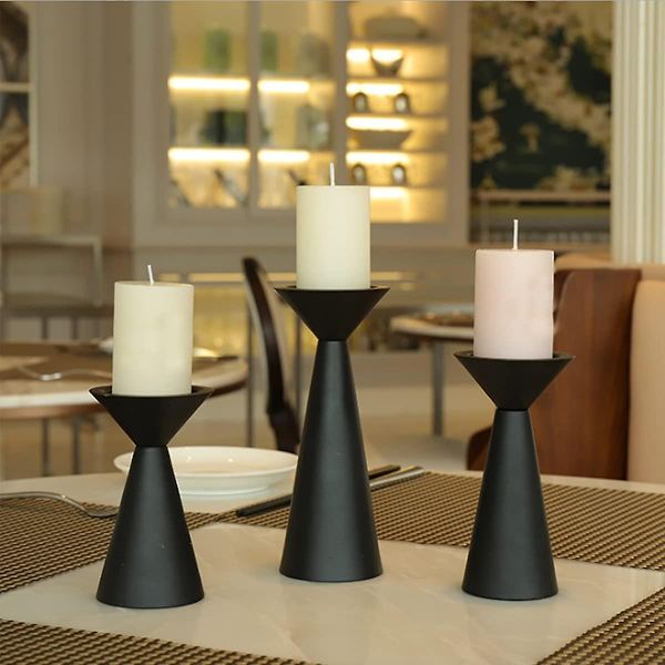 Set med vintage ljusstakar i svart metall, 3-pack retro - Perfekt