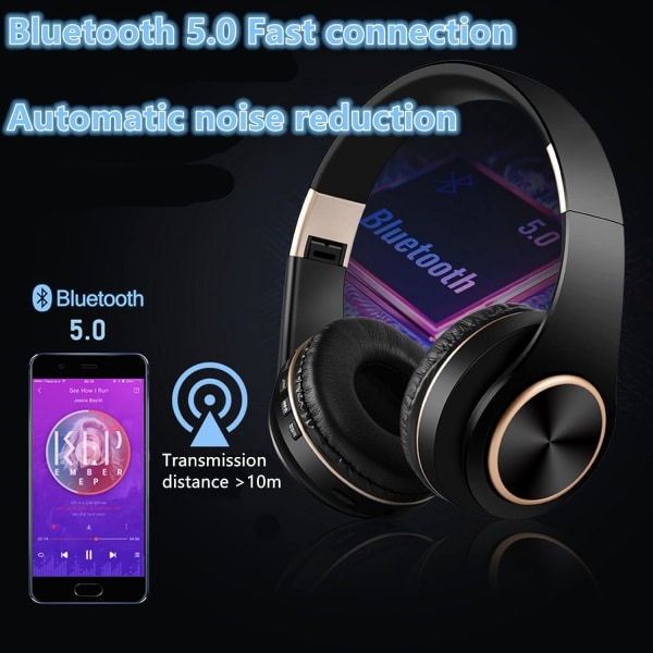 Støjreduktion Trådløse hovedtelefoner Bluetooth Headset, Trådløs og kablet Dual-Mode Smart Bluetooth Subwoofer Bluetooth 5.1 Mobil Computer röd