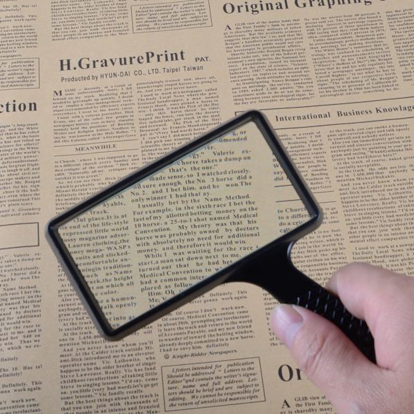 Rektangulärt fickförstoringsglas för läsning, 10x förstoring