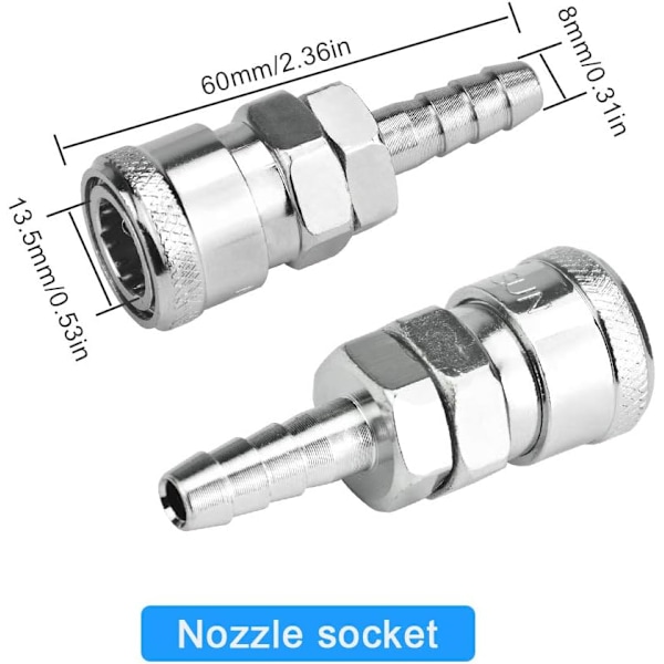 4 ST Hurtigkobling for gasslange - for bobiler og BBQ White Vit