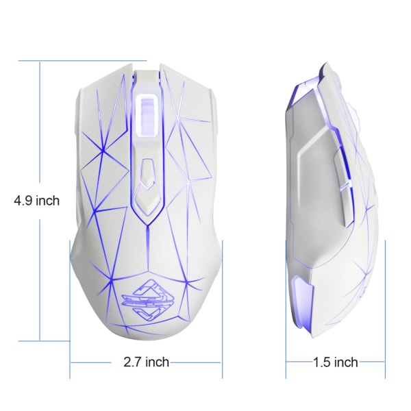 Spelmus, programmerbara 7 knappar, ergonomisk LED-bakgrundsbelyst USB spelmöss Dator Bärbar PC, för Windows Mac Linux OS blue