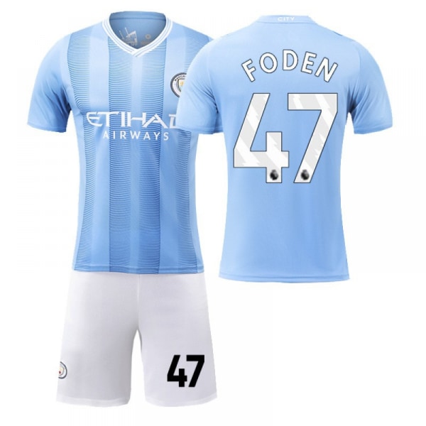 2023-2024 Manchester City Home Barnfotbollsdräkt nr 9 Haaland De Bruyne 17 26 strumpor 20 Yards