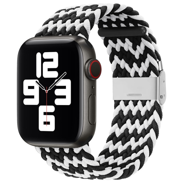 Kompatibel med Apple Watch -remmar 40 mm till 49 mm rem Flätad nylon Justerbar spännes rem Justerbar flätad enkelloop elastisk sportrem W black and white 38mmor40mmor41mm