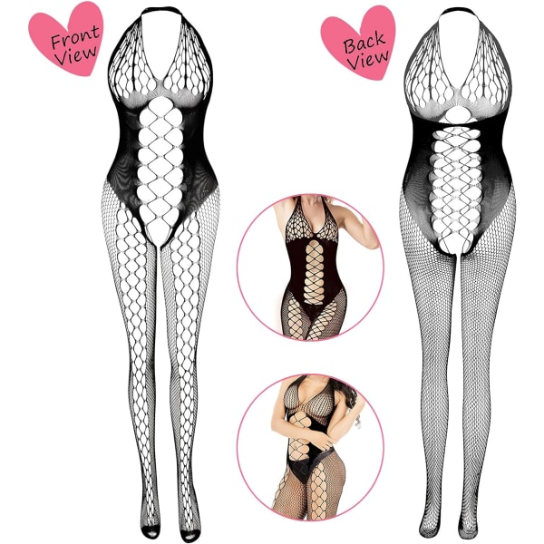 Fishnet Underkläder för kvinnor Fishnet Body Spets Bodysuits Sexiga Babydoll Nightwear (4-pack) 1 set