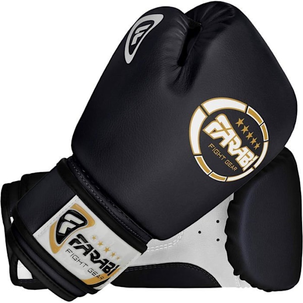 Boksehandsker - Farabi Sports - 6 OZ - Syntetisk læder - Sort - Børn Sort Svart 6 oz