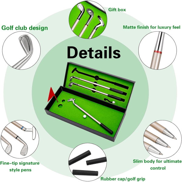 Golfpennsett, nyhet Golfklubb Kulepenn Golfspillere Gaveeskesett Morsomme bursdagsgolfgaver for menn Kvinner Barn Golfspillere Skrivebordsdekor 1 set