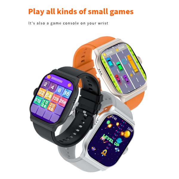 Smart watch (svara/ringa samtal), 2,02-tums fitness för män och kvinnor , lämplig för Android5.0 och IOS9.0 och uppåt smarta klockor Silver