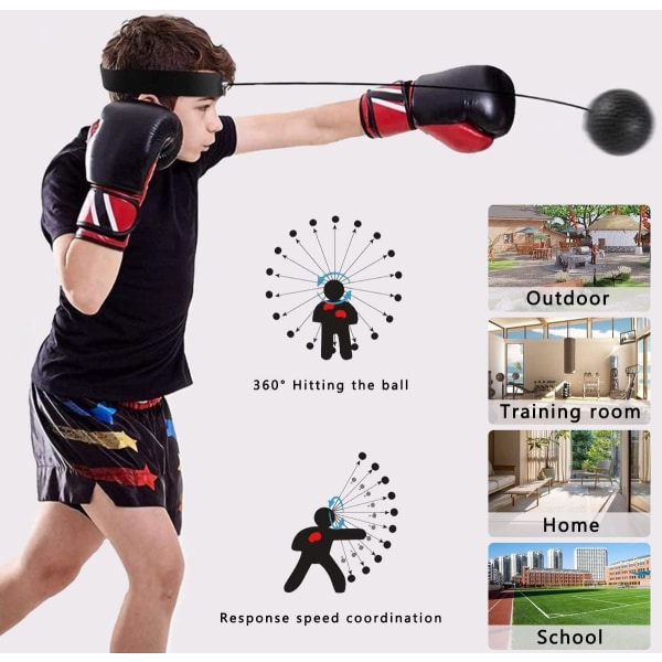 Boxningsreflexboll, 2 olika boxningsbollar med pannband, perfekt för reaktion, smidighet, slaghastighet, stridsskicklighet och Ha röd boll och svart boll