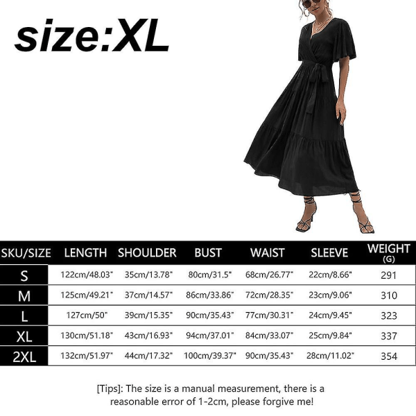 Lång flytande brudtärna Cocktail aftonklänning för kvinnor, svart S XL