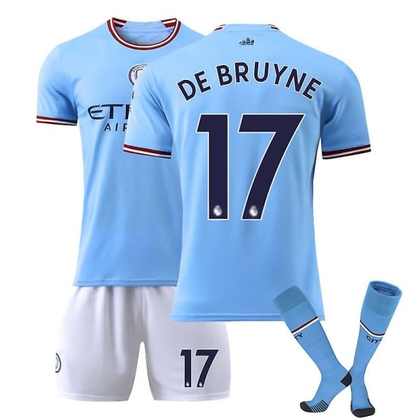 Manchester City-trøje 22-23 Fodboldtrøje Mci-trøje DE BRUYNE 17 DE BRUYNE 17 barn 28 (150-160 cm)