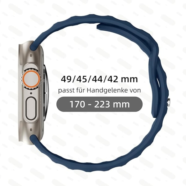 Sportarmbånd kompatibel med Apple Watch Ultra armbånd 42 mm-49mm, for menn, silikon, vanntette bånd for Apple Watch 8 SE 7 6 5 4 3 Ultra Widened version - blue gray 42/44/45/49mm universal