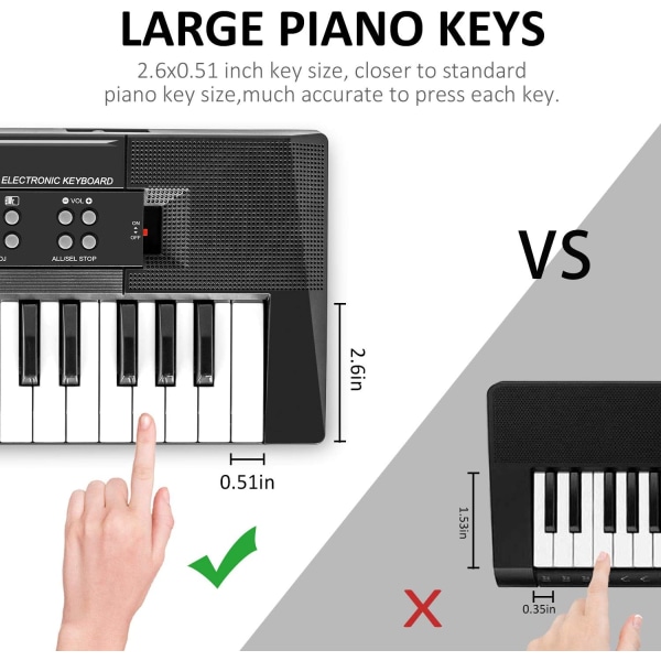 Elektroniskt piano med 37 tangenter för barn Musikklaviatur Piano med mikrofon Barn Musik Inlärningsleksaker för 3-5 år Pojkar Flickor Födelsedagspresenter grön