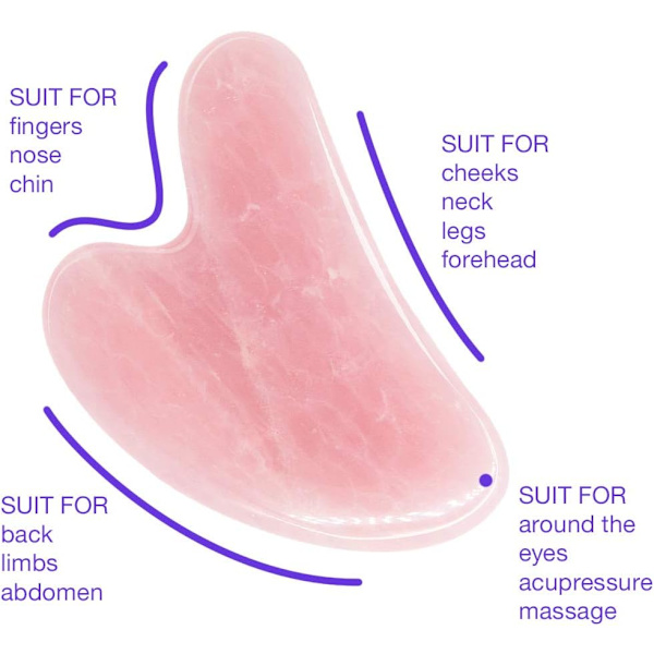 Gua Sha -hierontatyökalu ruusukvartsista, jade GuaSha -kasvotyökalu, Gua-Sha -kivi niska- ja vartalokylpylään