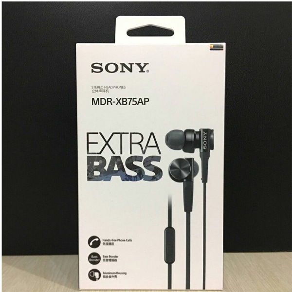 SONY MDR-XB75AP Bass Booster In-Ear-hodetelefoner med In-Line Mic Black