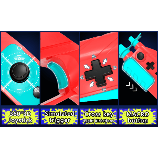 Game Gun Controller Bluetooth -yhteensopiva Hand Grip Motion Controller JoyConille Splatoon Red Blue