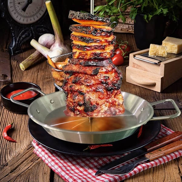 Grillstativ i rustfrit stål, vertikalt spyd til grillning