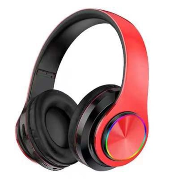 B39 Bluetooth headset UV sammenleggbart sportshodemontert trådløst headset lysende stereoheadset Red Black