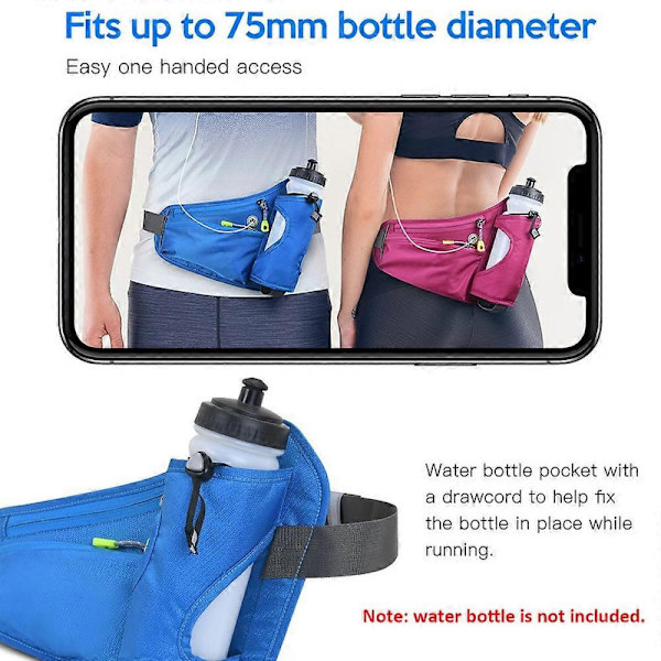 Sport Hydration Bälte Väska Löparbälte Midjeväska Bum Bag med Vattenflaskhållare för Män Kvinnor Löpning Cykling Vandring Promenad - Perfekt Dark gray