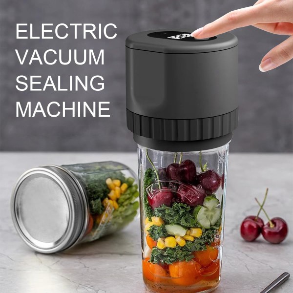 Electric Mason Jar Vacuum Sealer Kit, Sladdlös Vacuum Sealer för Mason Jars med bred och vanlig mun för vakuumlagring och jäsning av Foo