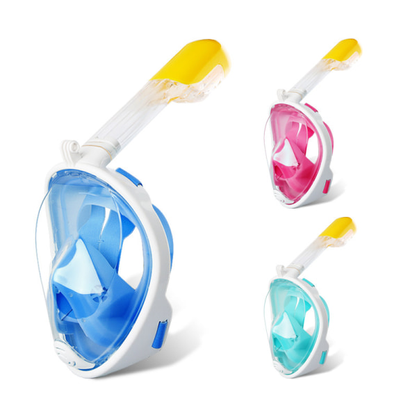 Snorkelmask för ungdomar i full ansikte med avtagbar kamerahållare snorkelutrustning 180º anti-dimm och läckagesäker snorkeldräkt för män och kvinnor light blue XS Kids