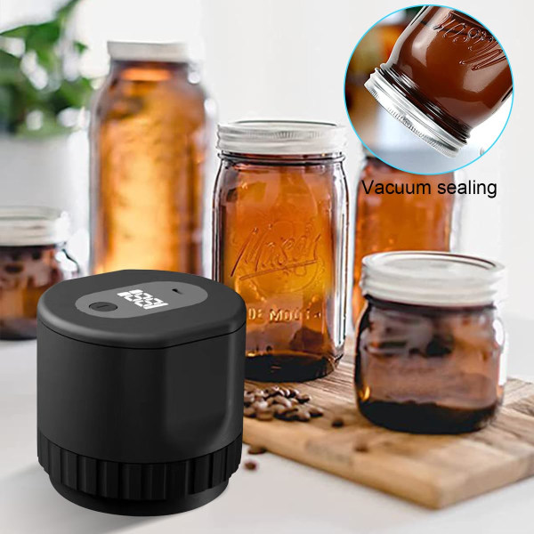 Electric Mason Jar Vacuum Sealer Kit, Sladdlös Vacuum Sealer för Mason Jars med bred och vanlig mun för vakuumlagring och jäsning av Foo