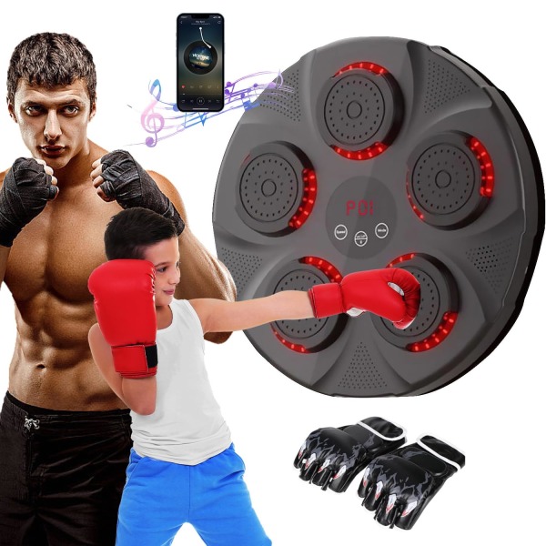 Smart Bluetooth boxningsmaskin med handskar - Väggmonterad målträningsstämpelutrustning för vuxna, barn, hemmaträning och gym a5