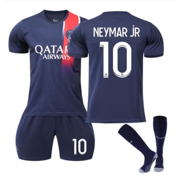 Fotballsett Fotballskjorte Treningsskjorte til nr. 10 Neymar 23/24 Blå 23/24 Blue Kids 26 (140-150 cm)