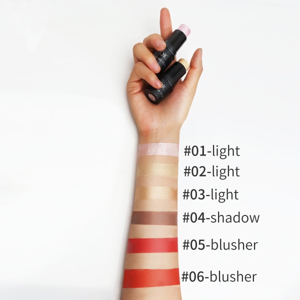 Contour Highlighter Blush Sticks - Långvarig vattentät Light Stick Face Makeup - för kinder och läppar E