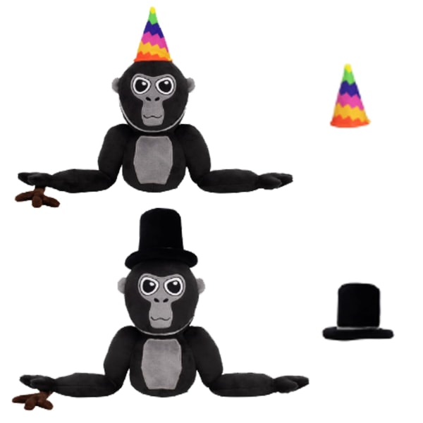 Gorilla Tag Plysj Plysj, Gorilla Tag Monke Plysj Dukke Leker, Monke Plysj Barn Bursdagsfest Favor Foretrukket gave til bursdag svart