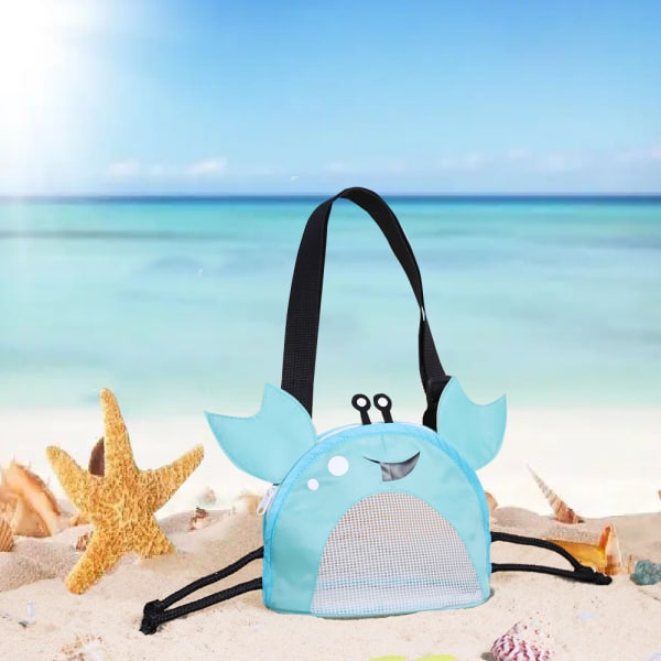 Barns krabba strandväska Pool Shell Vacation Bag Används för att fånga skal Shell Collection Bag Shell Collection Bag Dragkedja Beach Bag blue One size fits all