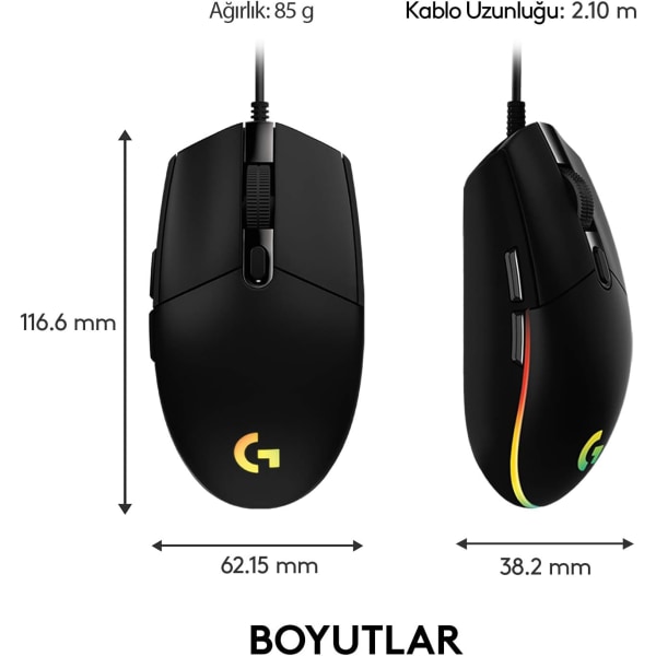 Gaming Mouse G102 Mouse til destrimani ottico 6 pulsanti cablato USB nero blå