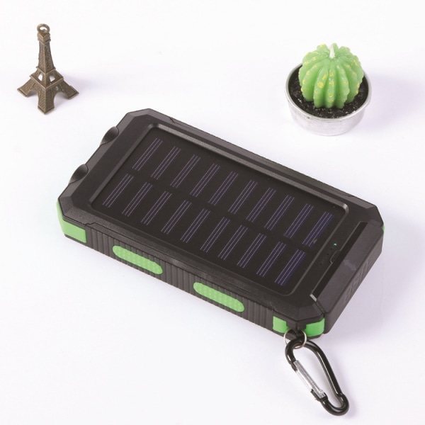 Solar Power Bank 1Pc 20000Mah bærbar opladning Power Bank Vandtæt Power Bank Oplader Med Lde Strong Light C[u5263] Svart Grön 20 000 MA