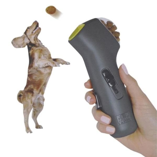 Kastamatare, lansering med ett klick, ingen elektricitet behövs, snacksautomat för utomhusträning för husdjur, interaktiv utskjutare och bollleksak för hundar Grey
