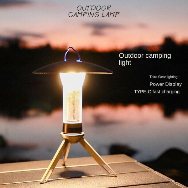 LED-campinglykta-tältljus Bärbar nödlampa utomhusblixtljus Svart