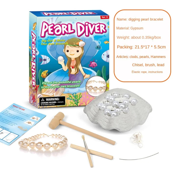 Grävpärlor för barn, set pärlor, DIY armband pärlor set för flickor, set för barn från 6+, arkeologispel, bh pärla