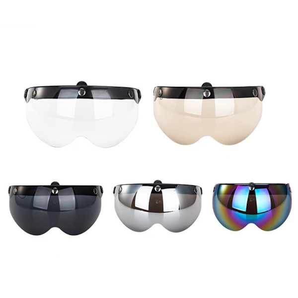 Universal 3 Snap Retro Hjelm Visir Vindtæt Solbeskyttelse Halvt Ansigt Motorcykelhjelme Visir 0.1