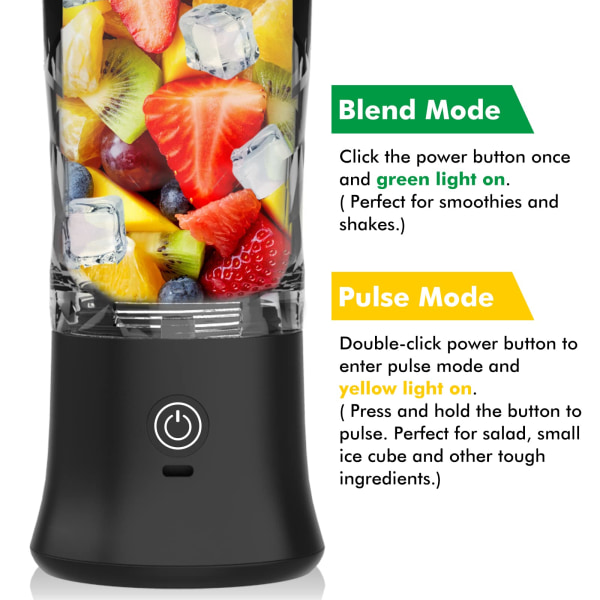 Portable Blender Personal Juicer med isolerad hylsa, 20 oz Mini Blender Cup med 6 blad, reselock, USB laddning - för kök, resor, kontor Purple