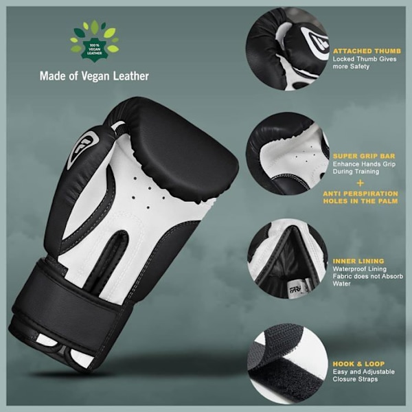 Boksehandsker - Farabi Sports - 6 OZ - Syntetisk læder - Sort - Børn Sort Svart 6 oz